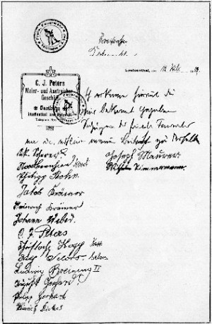 Beitrittserklärung vom18. Juli 1909